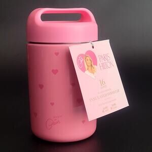 Paris Hilton 16 oz Pink Insulated Food Jar Shimmer Fairy Princess Hearts NEW‎